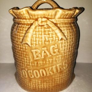 Vintage Burlap Bag Cookie Jar Bag O'Cookies made in Canada